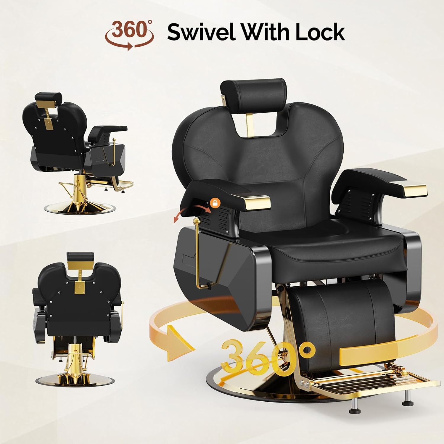 360° Swivel Heavy Duty Salon Chair, Adjustable Headrest & Footrest, Beauty Chair