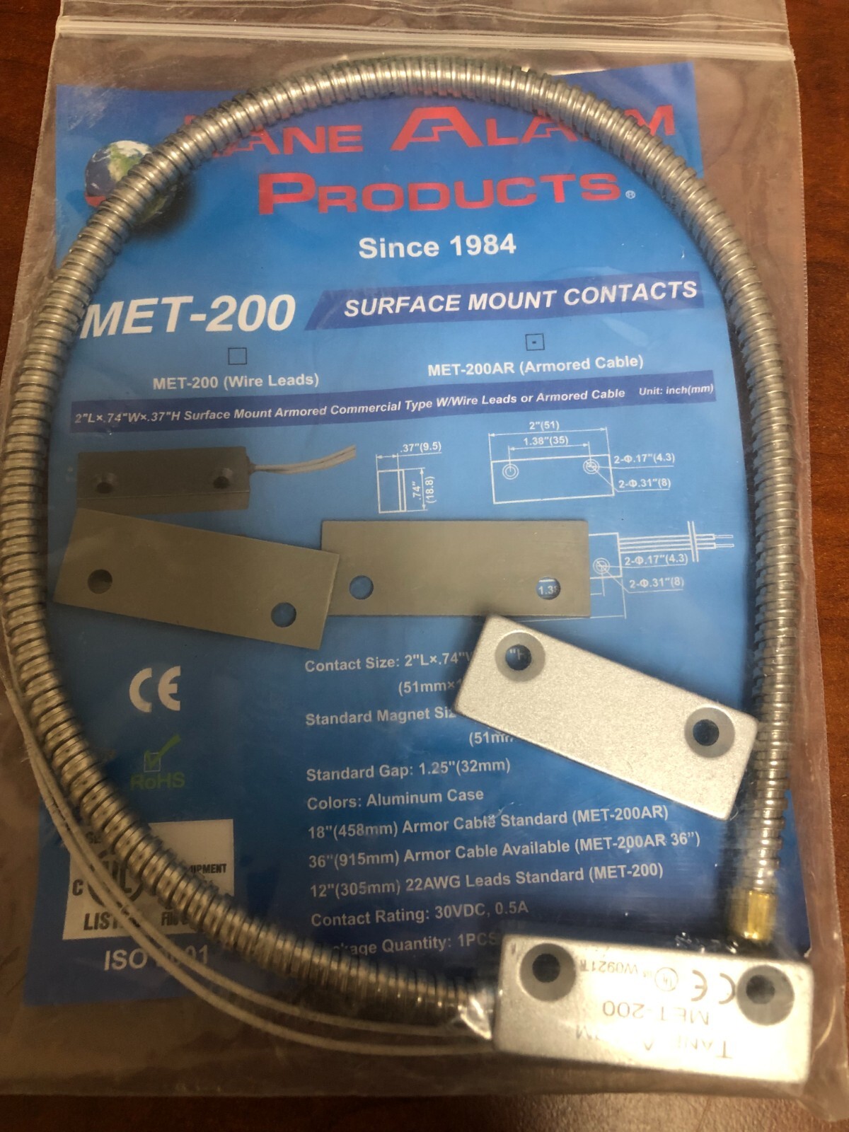 Tane Alarm MET-200 Armored Cable Surface Mount Contact Bosch FREE SHIPPING