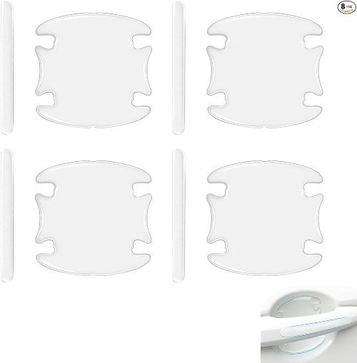 8PCS Car Door Handle Protector, Transparent Handle Bowl Scratch Protector, Car D