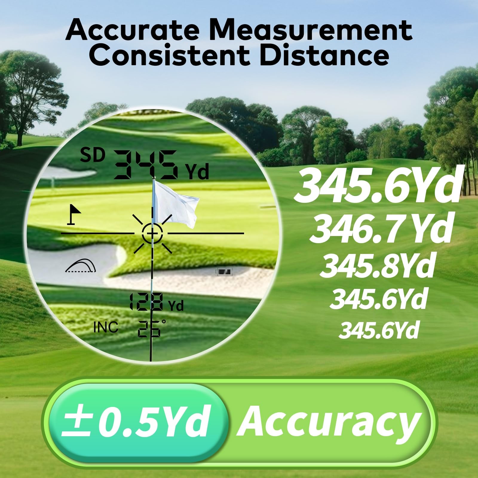 Range Finder Golf 1200 Yards 7X Magnification Lightweight Portable Rechargeable