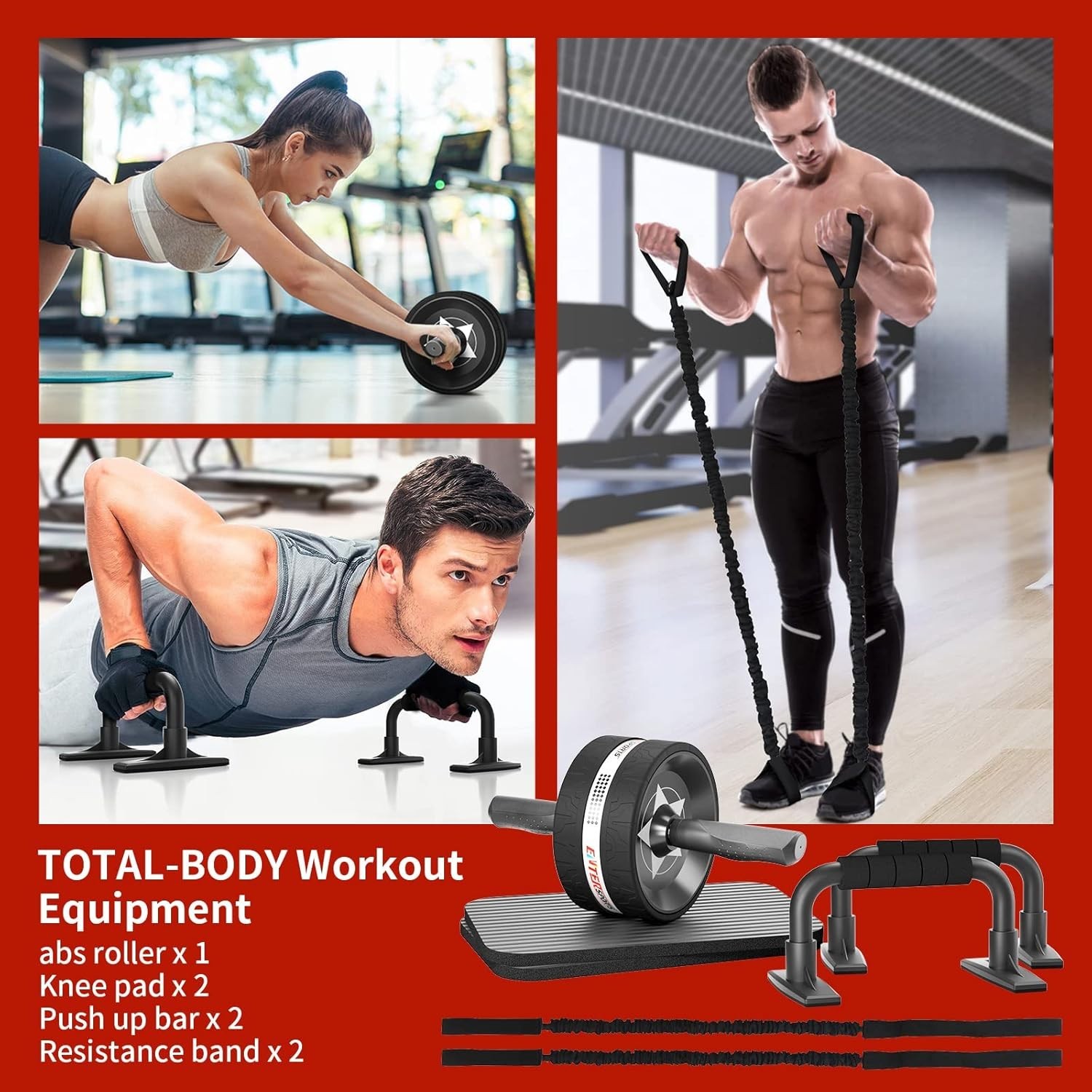 Ab Rollers Wheel Kit, Exercise Wheel Core Strength Training Abdominal Roller ...