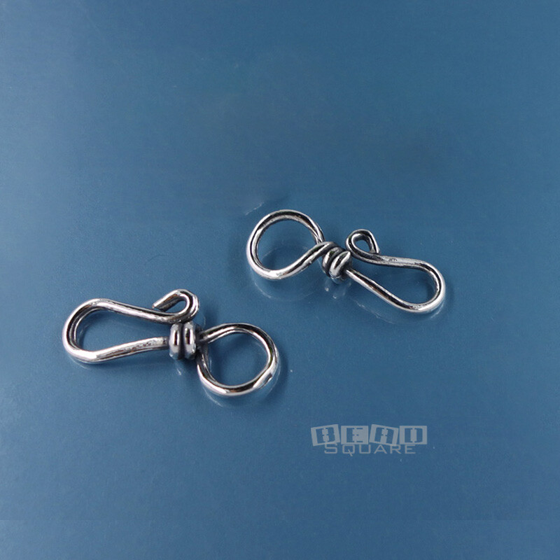2 Oxidized Solid Sterling Silver Fish Hook Clasp Connectors 20mm (3/4") #44001