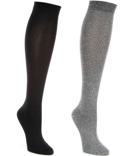 Hue Women's 2-Pk. Super Soft Knee Socks 	Black/Grey Heather