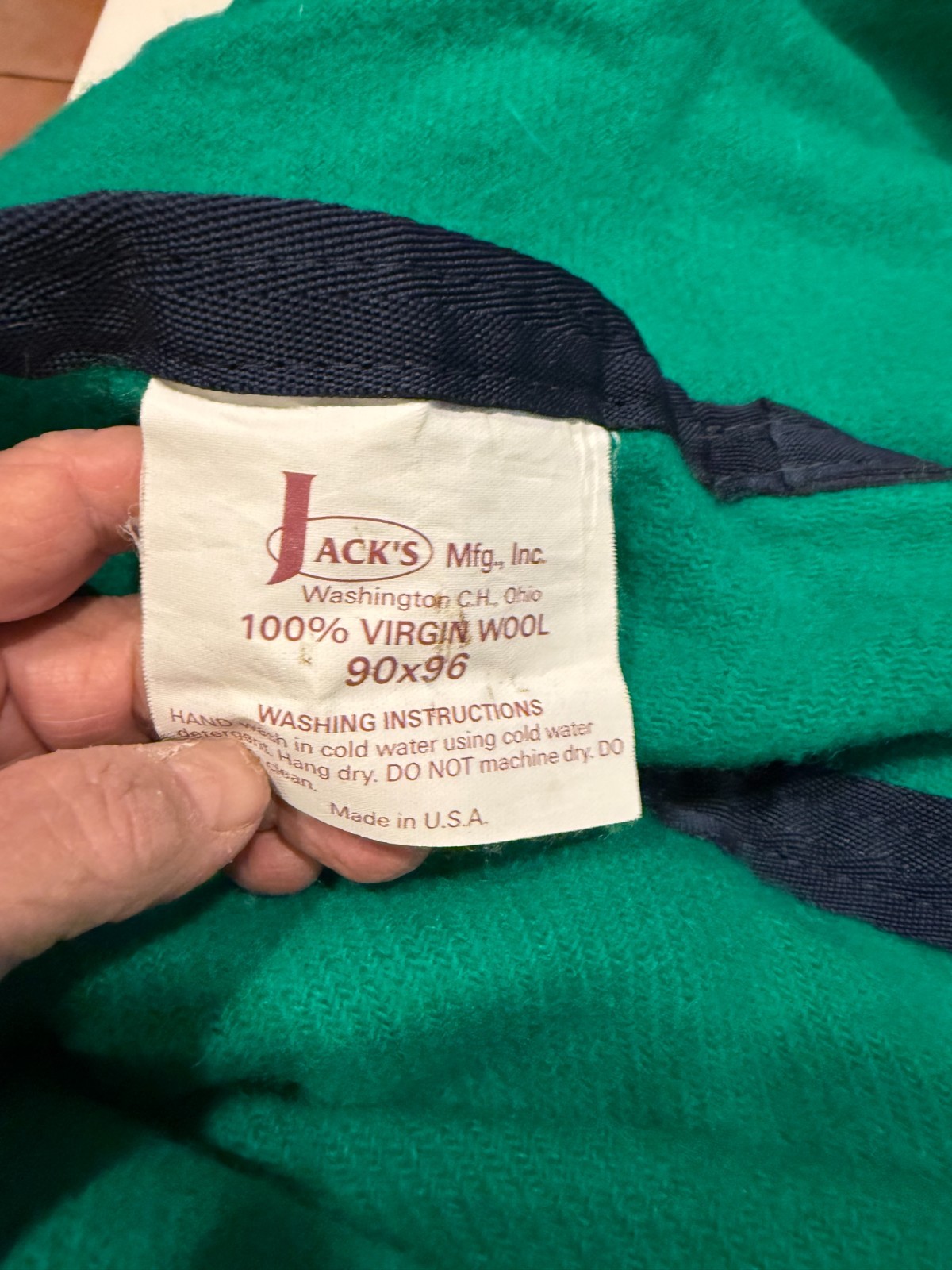 100% VIRGIN Wool Horse Cooler Blanket JACK'S MAN. 90" X 96" GOES UP NECK W/TIES