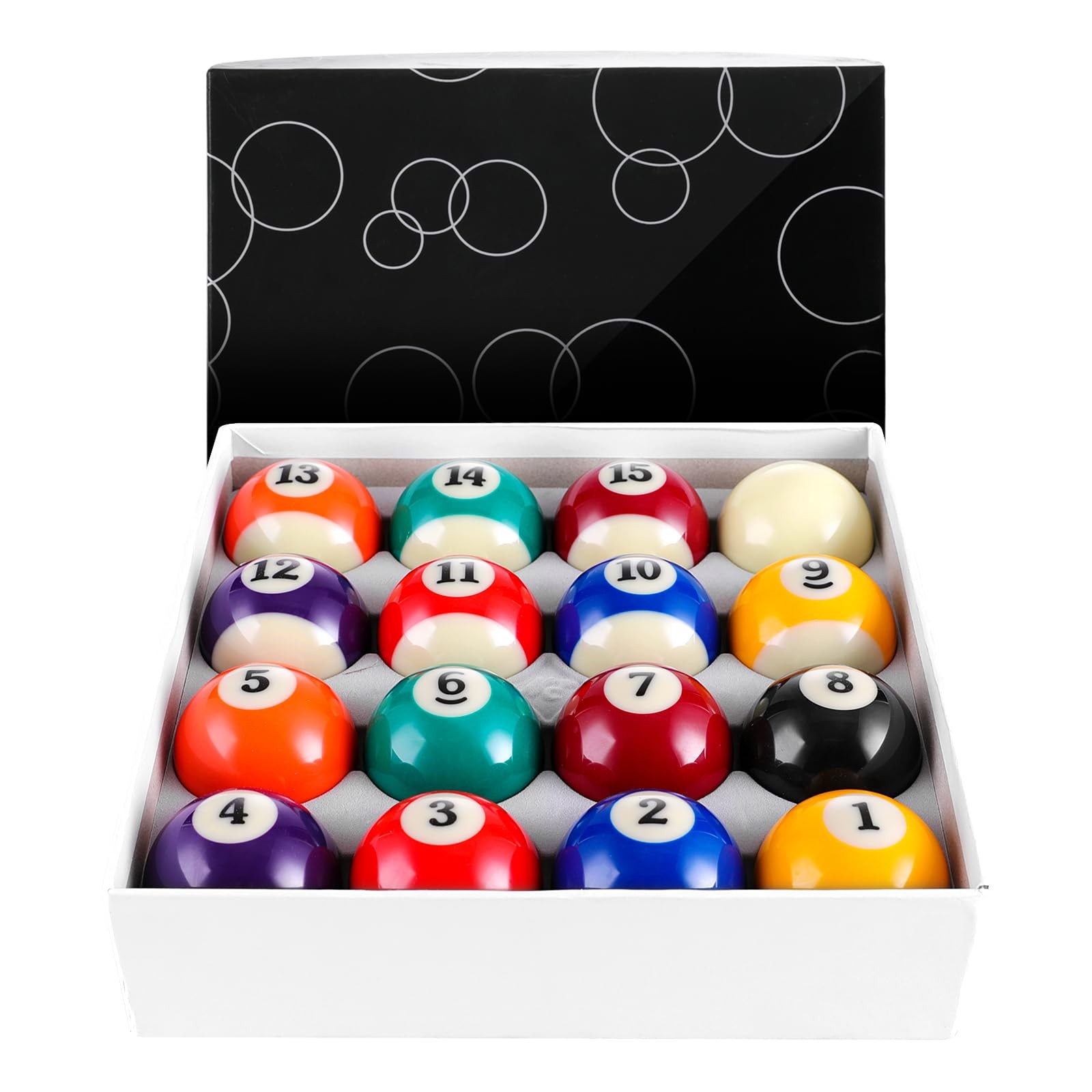 Billiard Balls Set 2-1/4" Regulation Size Pool Table Balls for Replacement (16