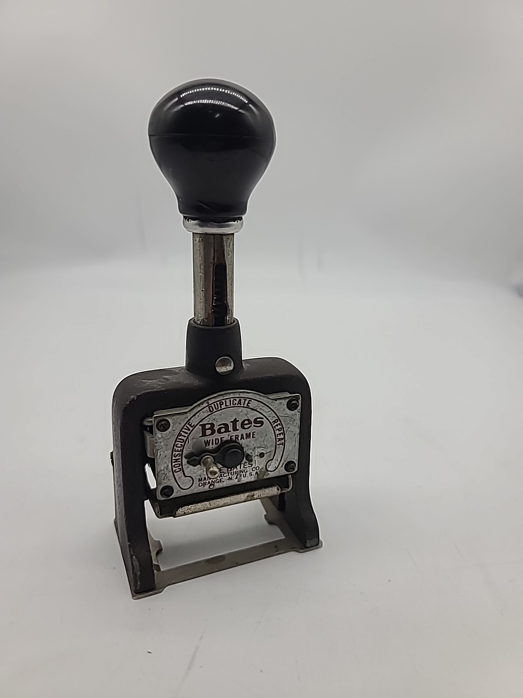 Vintage Bates Numbering Machine 13 Wheel Industrial Consecutive Stamp 3 Settings