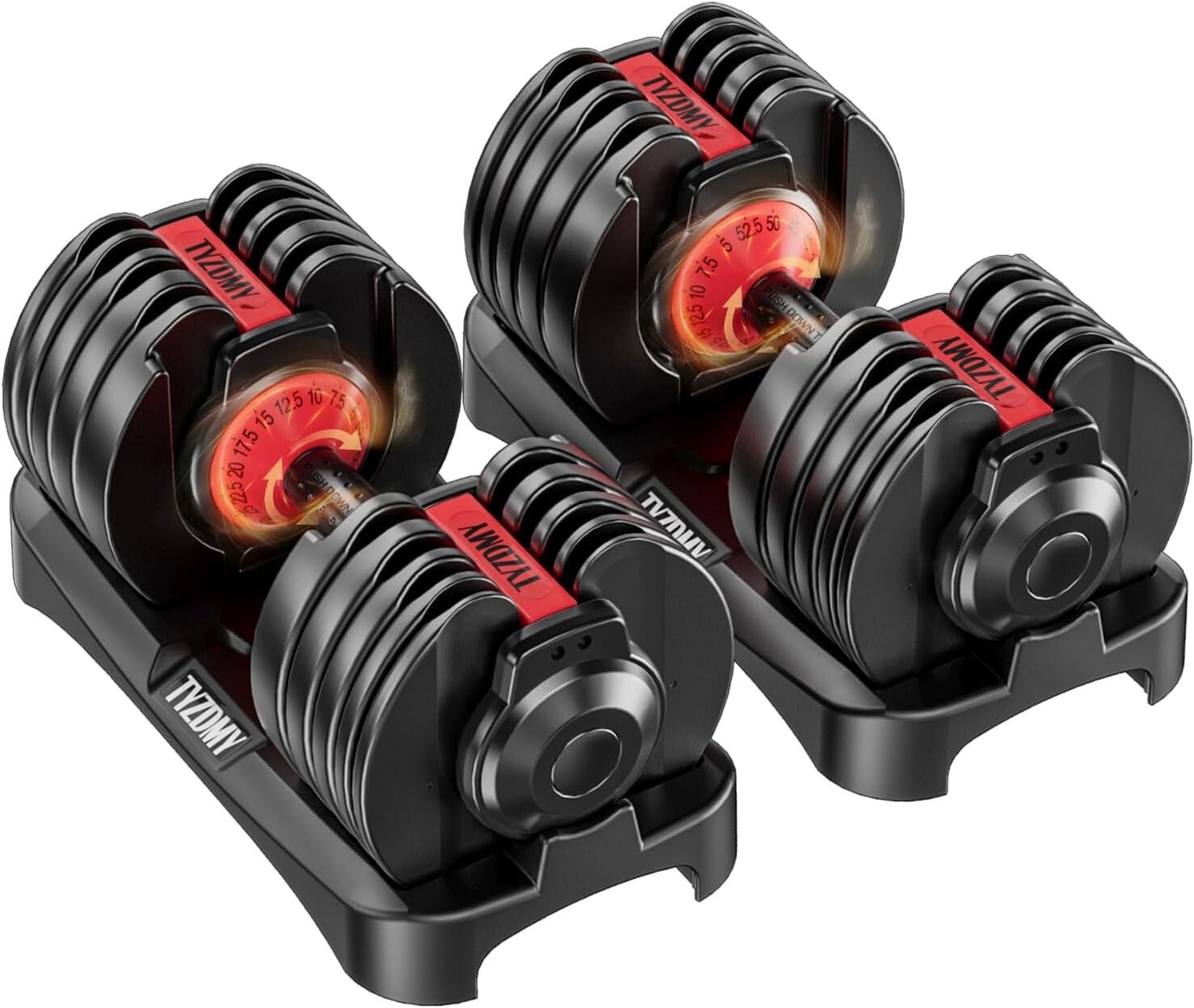 Adjustable Dumbbell Set，52.5 lbs pair 105 lbs，15 in 1