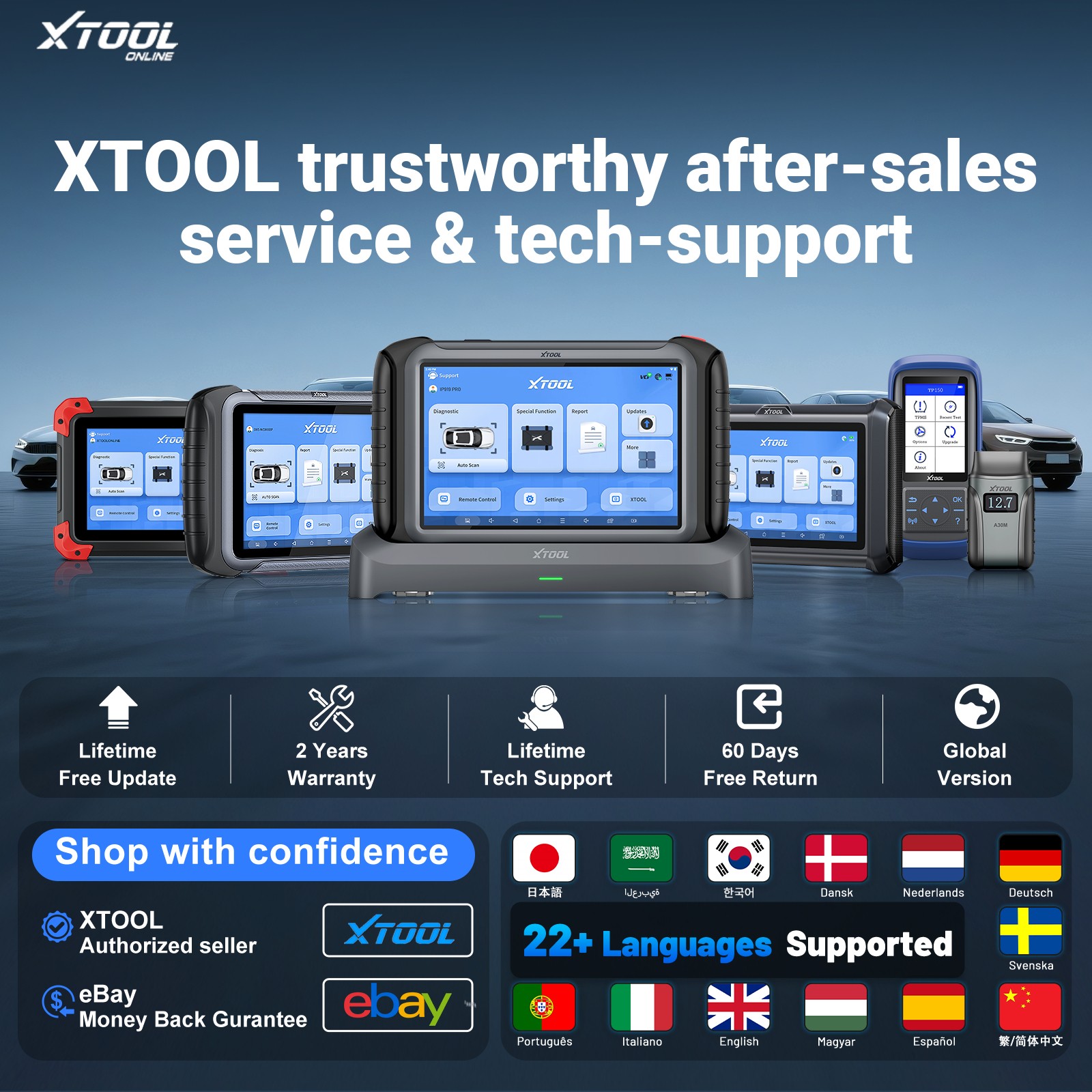 2026 XTOOL A30D V2.0 BT Wireless Car Diagnostic Tool OBD2 Scanner Code Reader AI