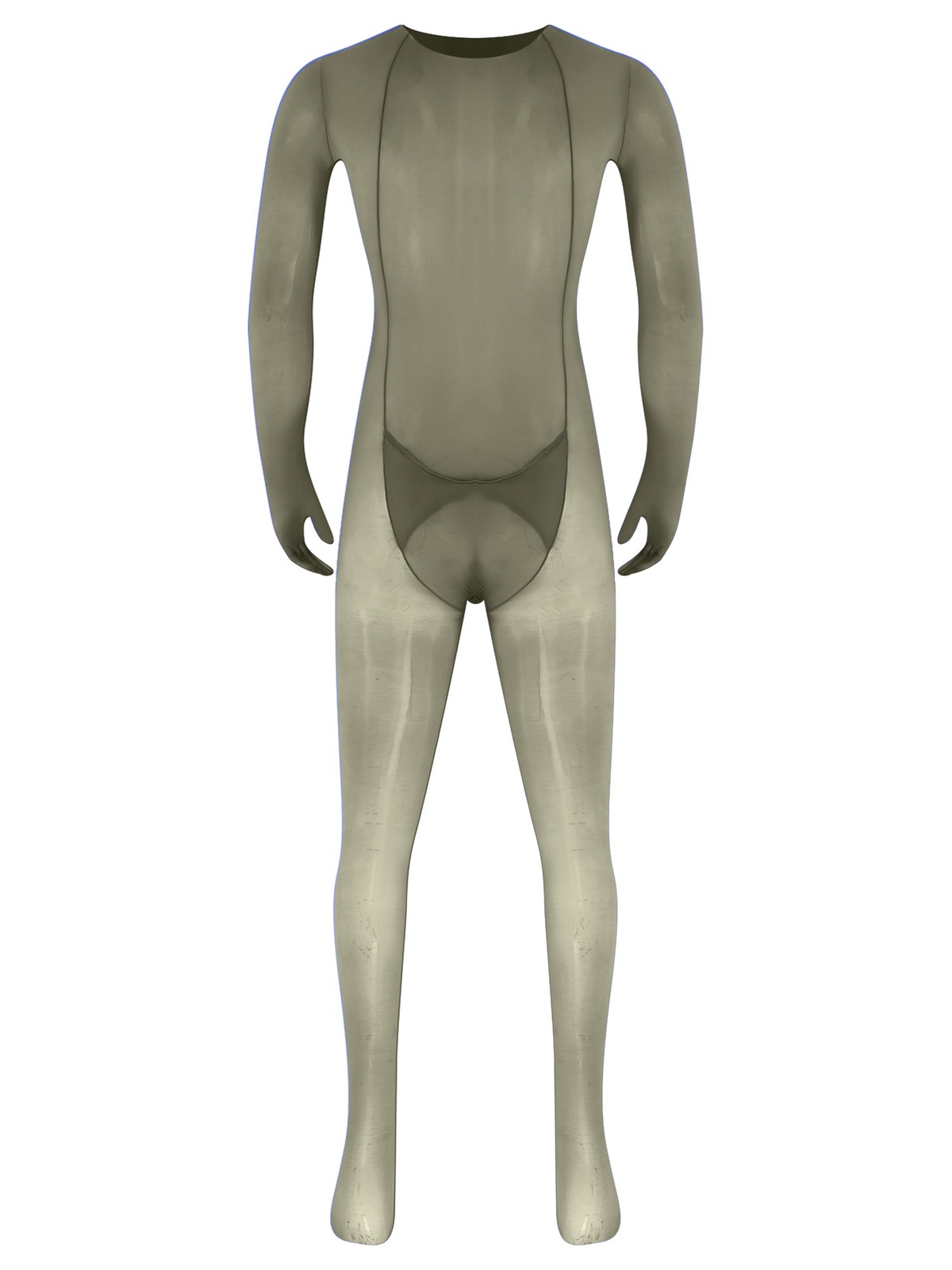Men Unitard One-Piece Bodysuit Full-body Jumpsuit Silky Nightwear Sissy Opaque
