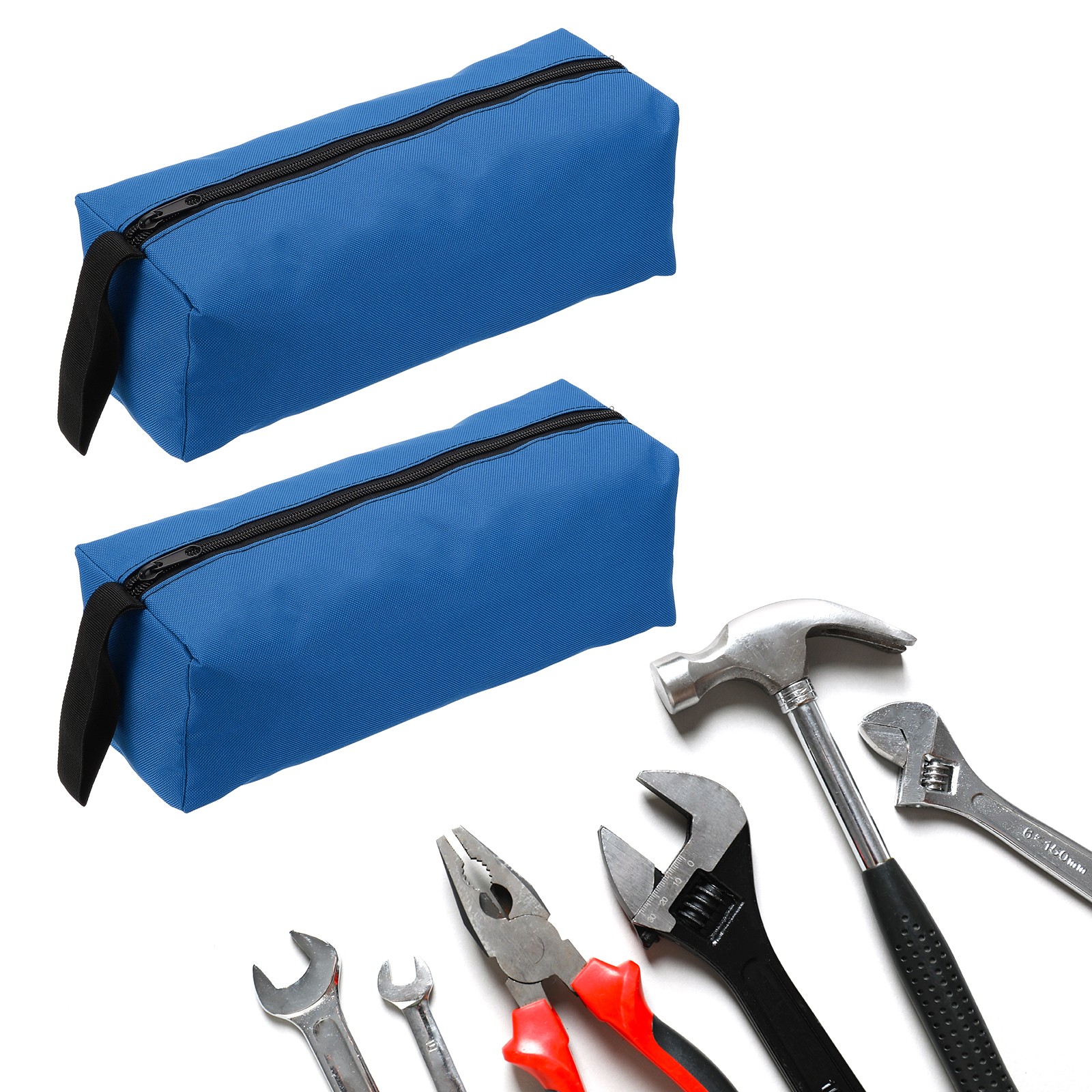 2pcs Zipper Utility Tool Bag 11.8x4x4 Inch Multi-purpose Tote Bag Blue