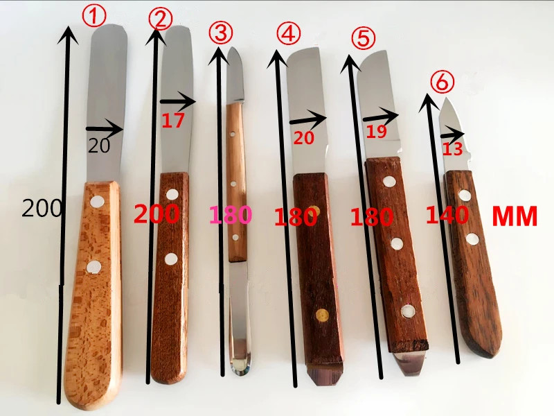2Pcs Lab Mixing Knife Dental plaster spatula Stainless wooden handle knife