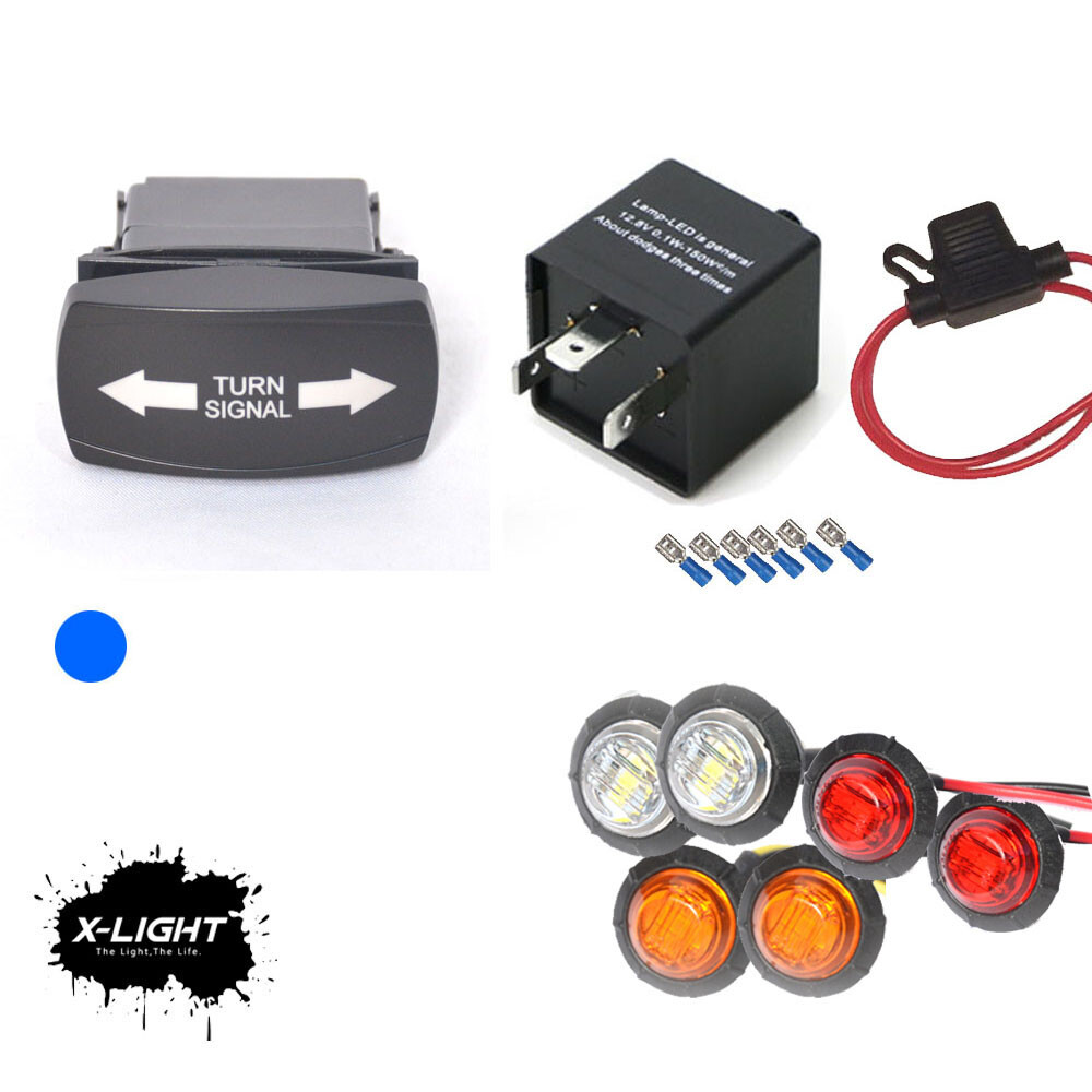 Universal SXS UTV Rocker Switch Turn Signal Kit Street Legal For Polaris RZR