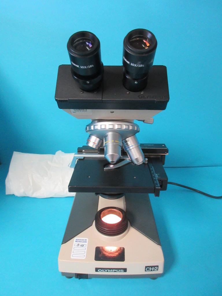 OLYMPUS CH-2 CHT BINOCULAR MICROSCOPE W/ 4X/10X/40X OBJECTIVES 10X EYEPIECE MINT