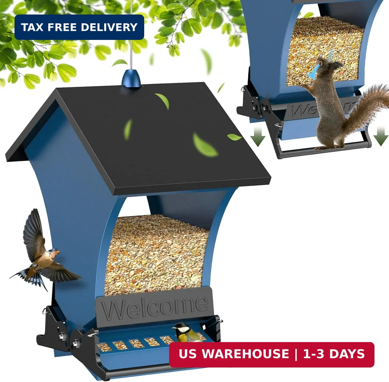 Squirrel Proof Bird Feeders for Outdoors, 5LB Metal Hanging Feeders, Large Wild