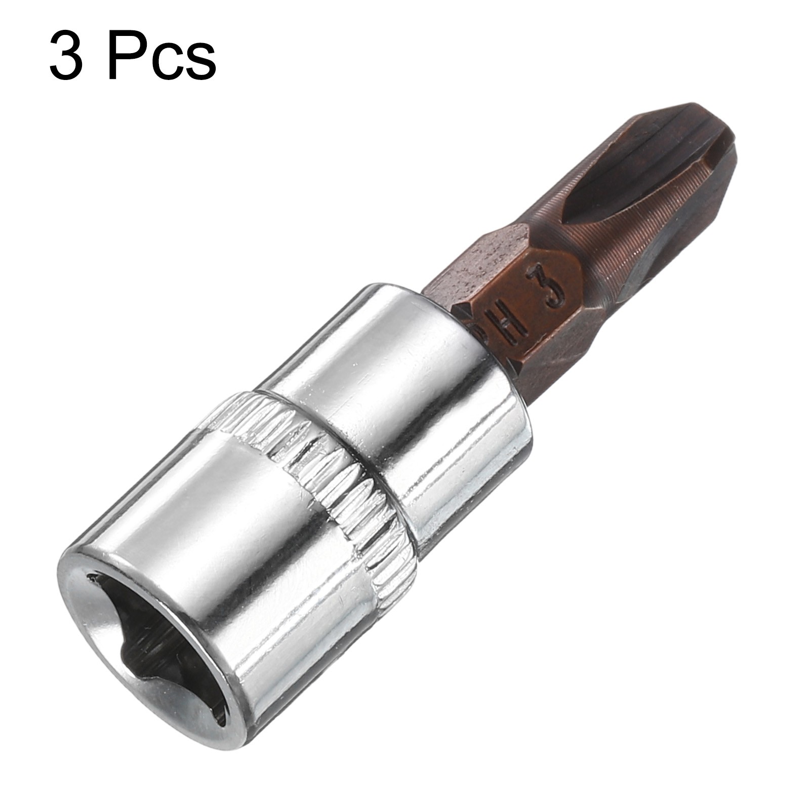 3pcs PH3 Phillips Bit Socket 1/4" Square Drive Extension Impact Bit Red