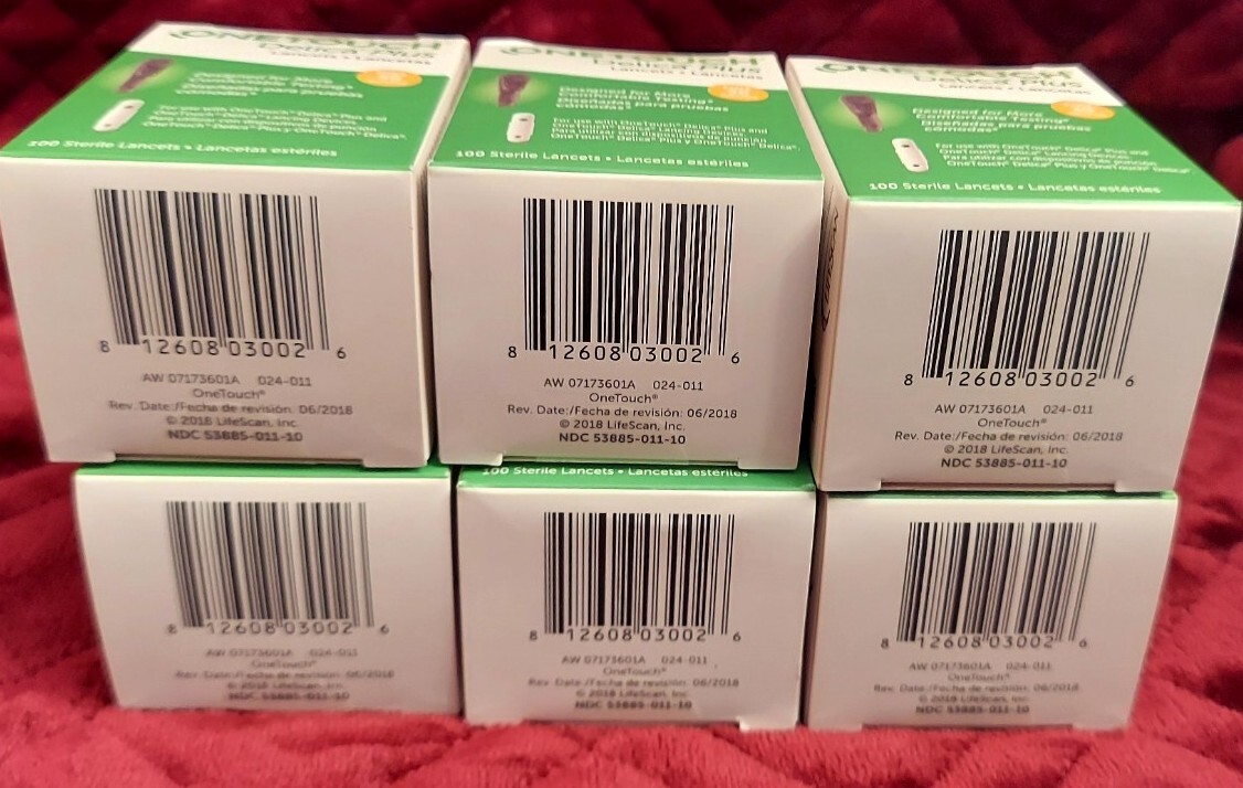 OneTouch Delica Plus 30G FINE Lancets (Pk of 100 Units) 600 TOTAL EXP 2/29/2024
