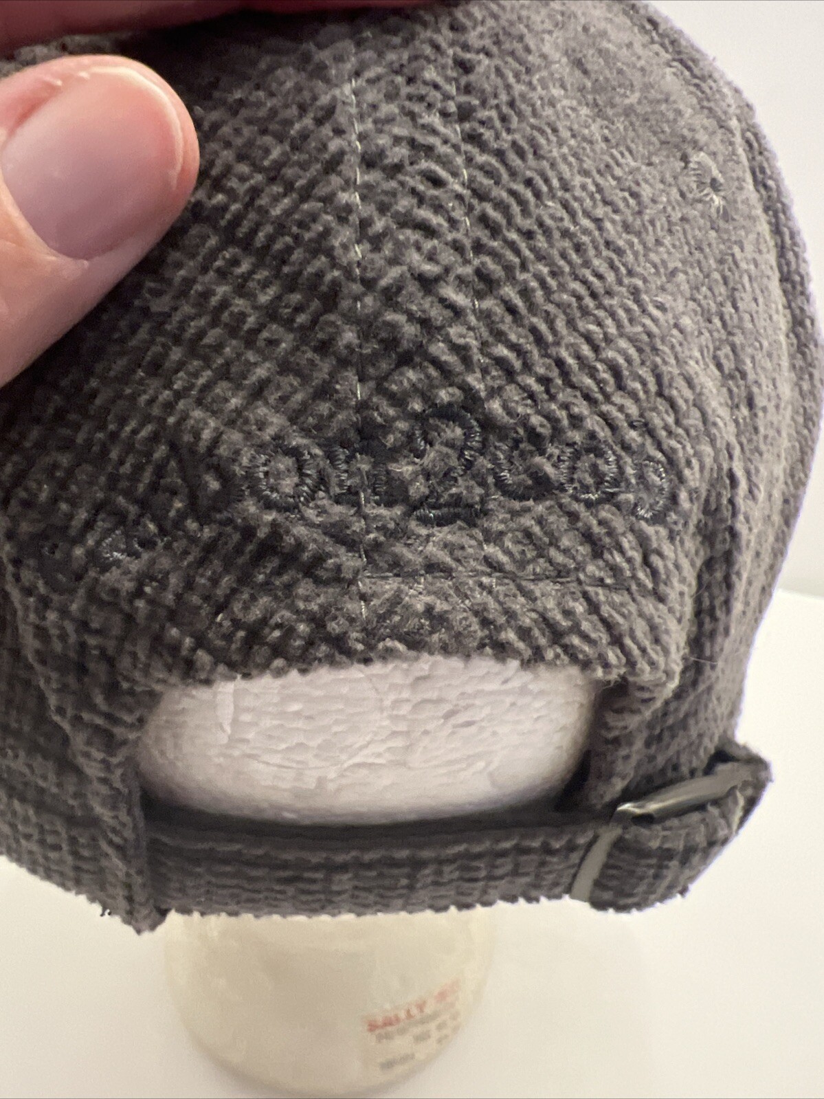 Gray Corduroy Solid Check Hat Cap Strap Buckle American Needle Carbon 2 Cobalt