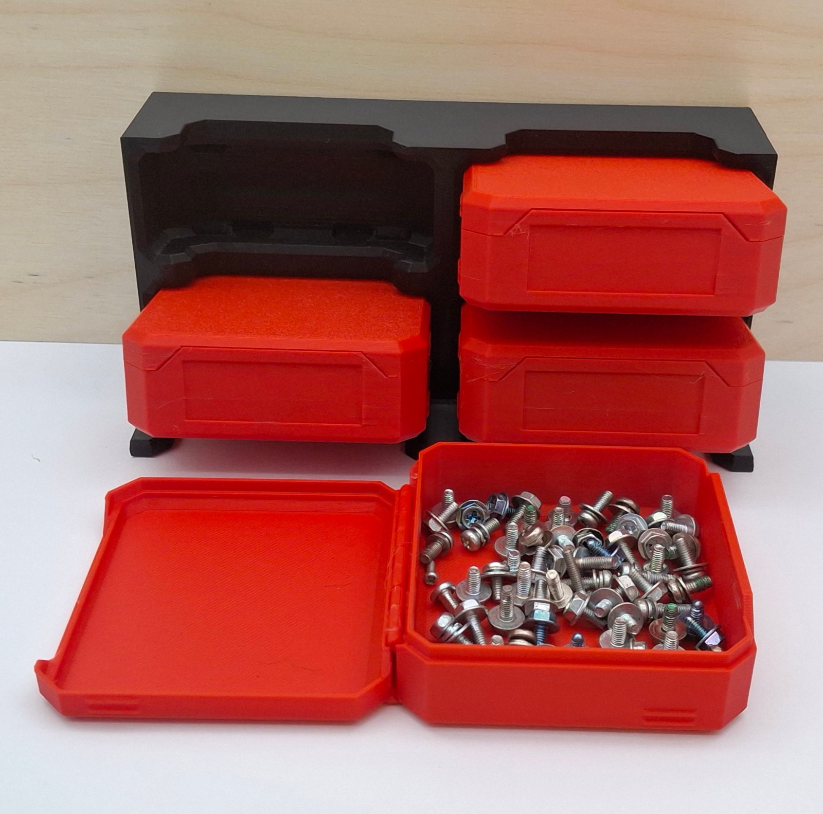 Wall Mount Hardware Organizer w/ Storage Boxes | 3D Printed Parts Bin | Modular