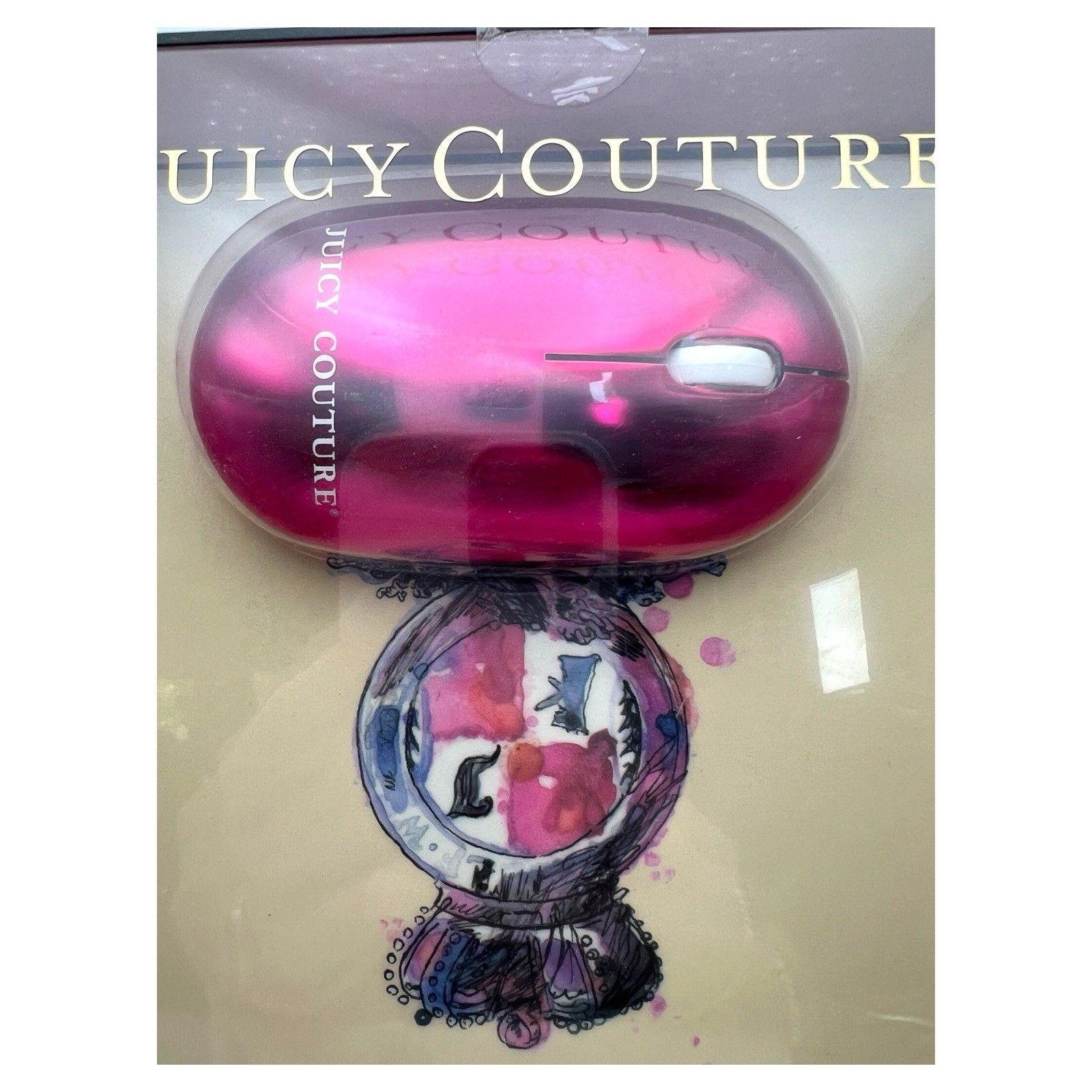 RARE NIB Hot Pink Juicy Couture Wireless Mouse & Watercolor Mouse Pad YTRUG281