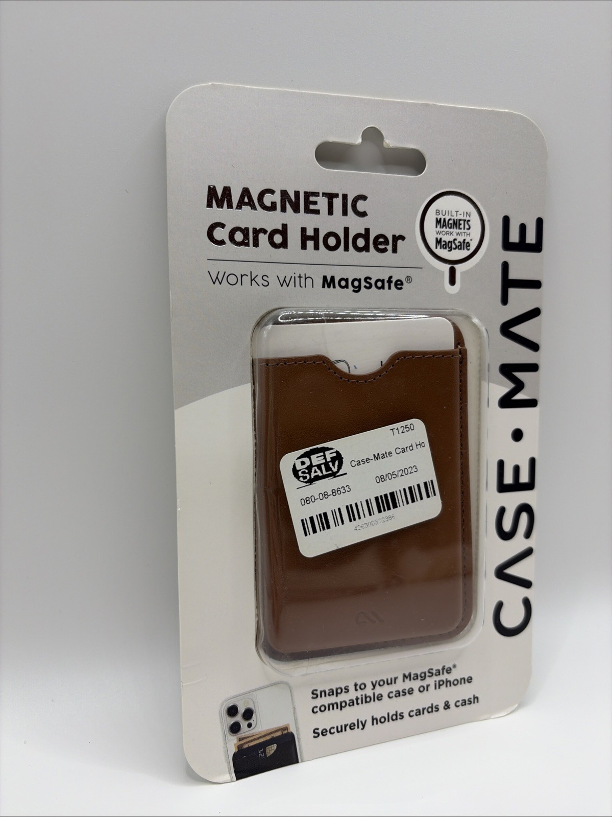 Case Mate Magnetic Card Holders Cognac Leather Securely Hold Cards/Cash