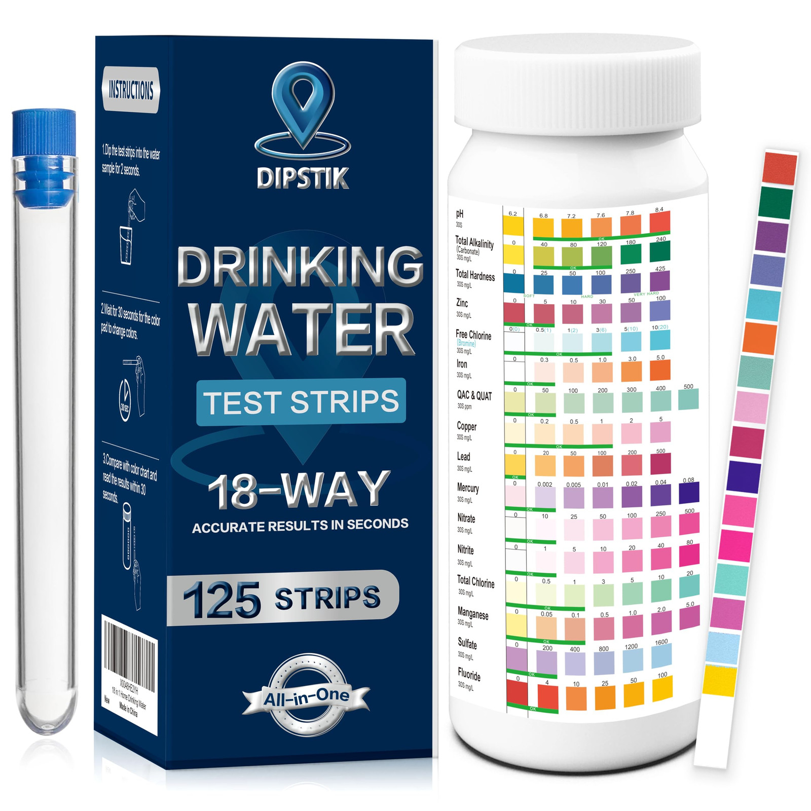 All-New 18 in1 Drinking Water Test Kit-125 Water Quality Test Strips for Well...