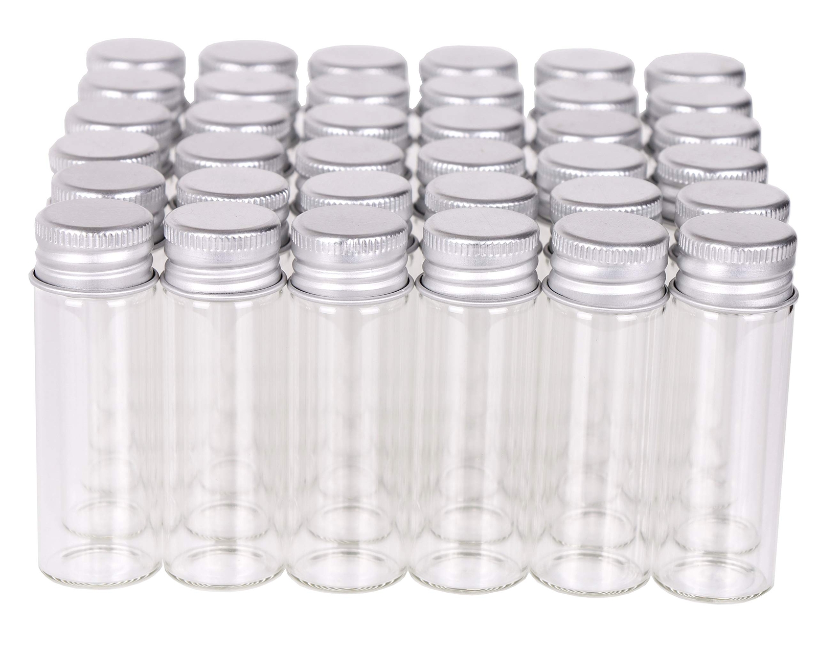 MaxMau 100 Tiny Glass Bottles Clear Small Vials 15ml Empty Mini Jars with