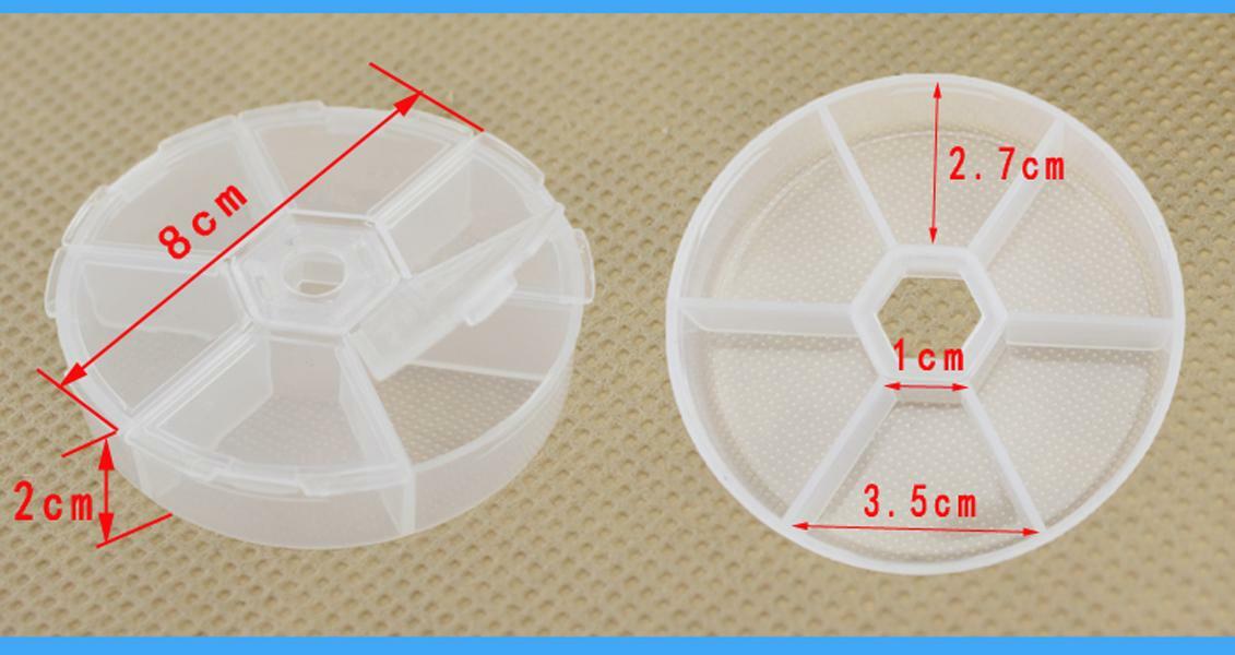 5pcs 6 slots clear Round Storage Plastic Box useful mini multi-purpose Case