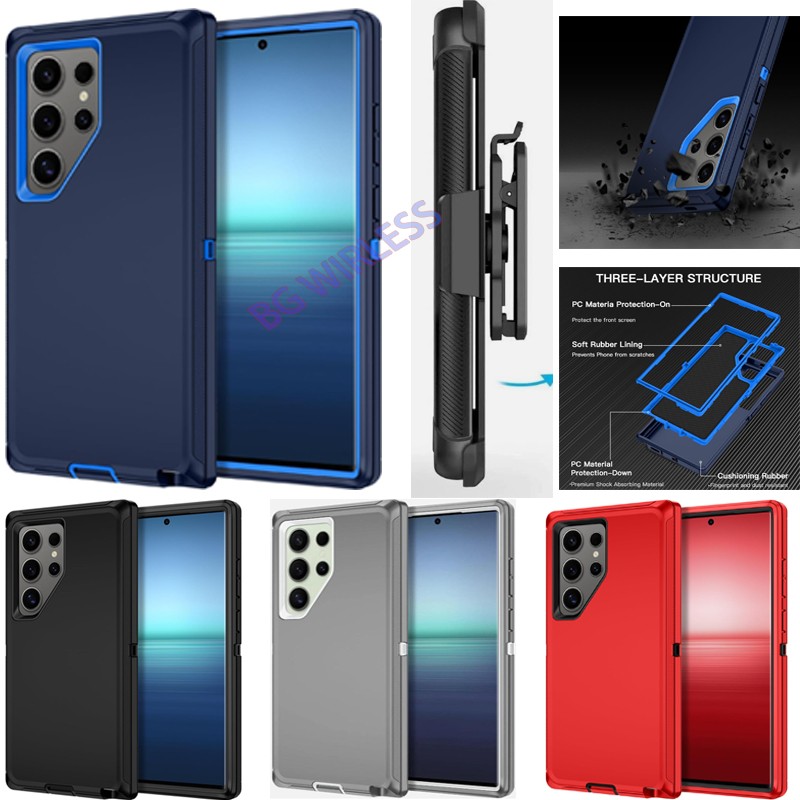 For Samsung Galaxy S25 Ultra Only  Shockproof Defender Case Cover With Belt Clip