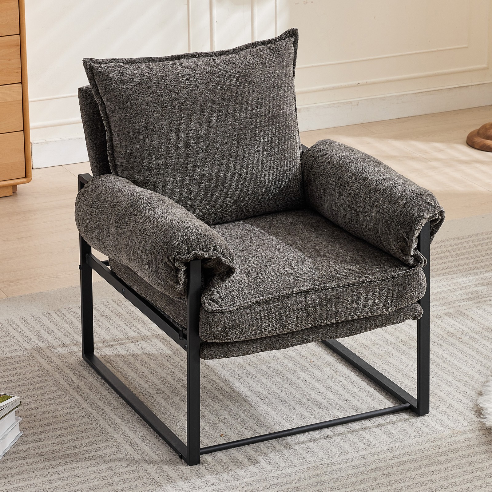 Adjustable Chenille Recliner Chair Modern Single Reclining Sofa for Living Room