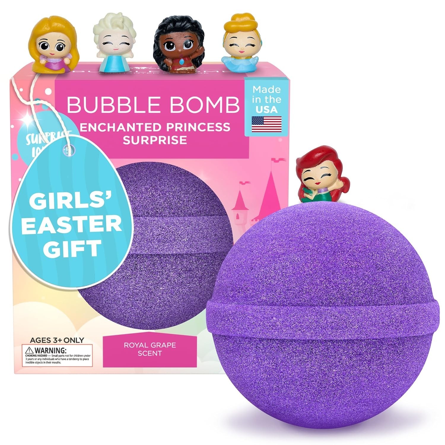 Gift-Ready Princess Bath Bomb for Kids - Soothing Fizzy Fun with Surprise Toy