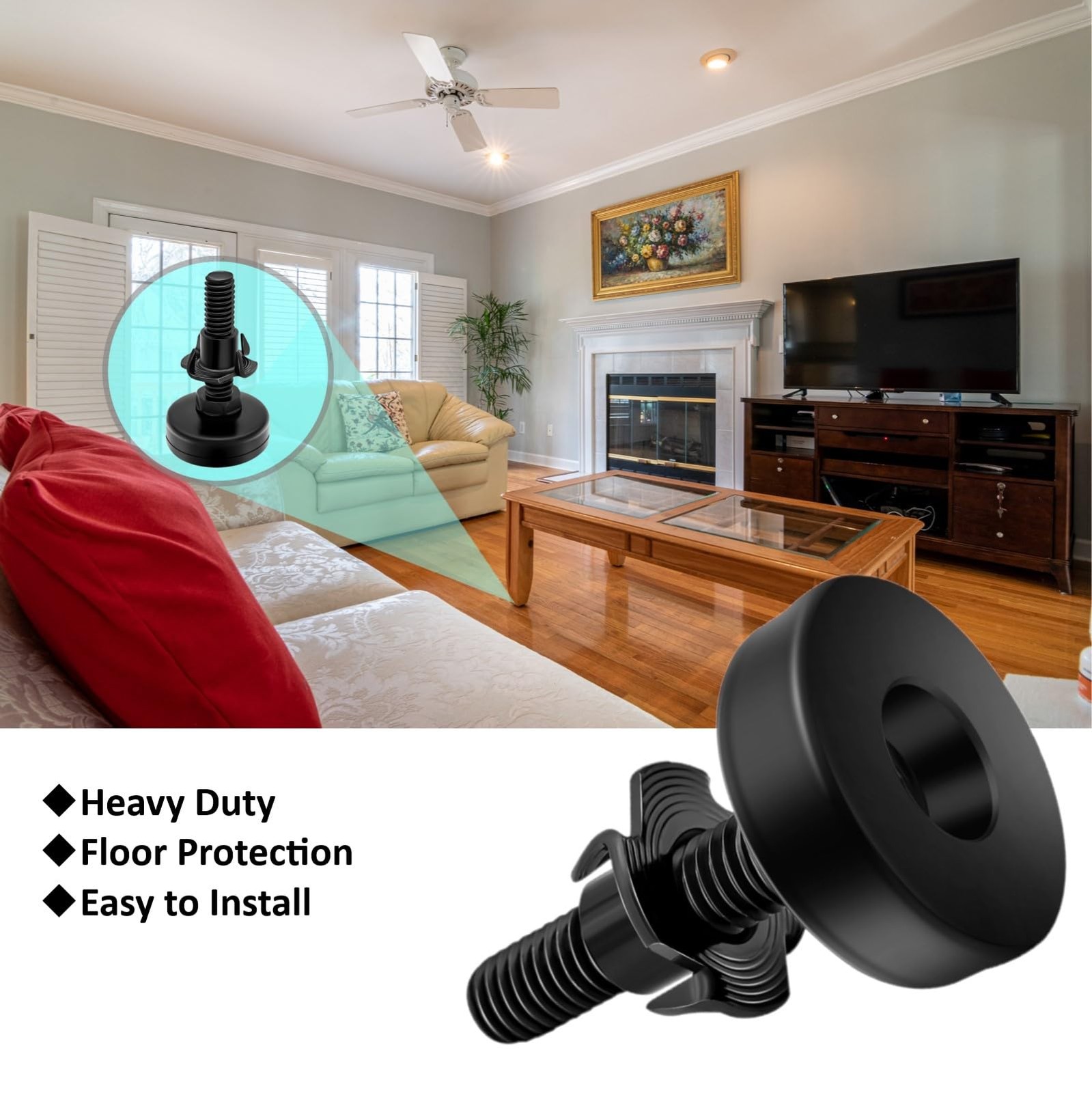 Adjustable Leveling Feet, 4 Pack, 3/8'-16 UNC Threaded Heavy Duty Leg Leveler