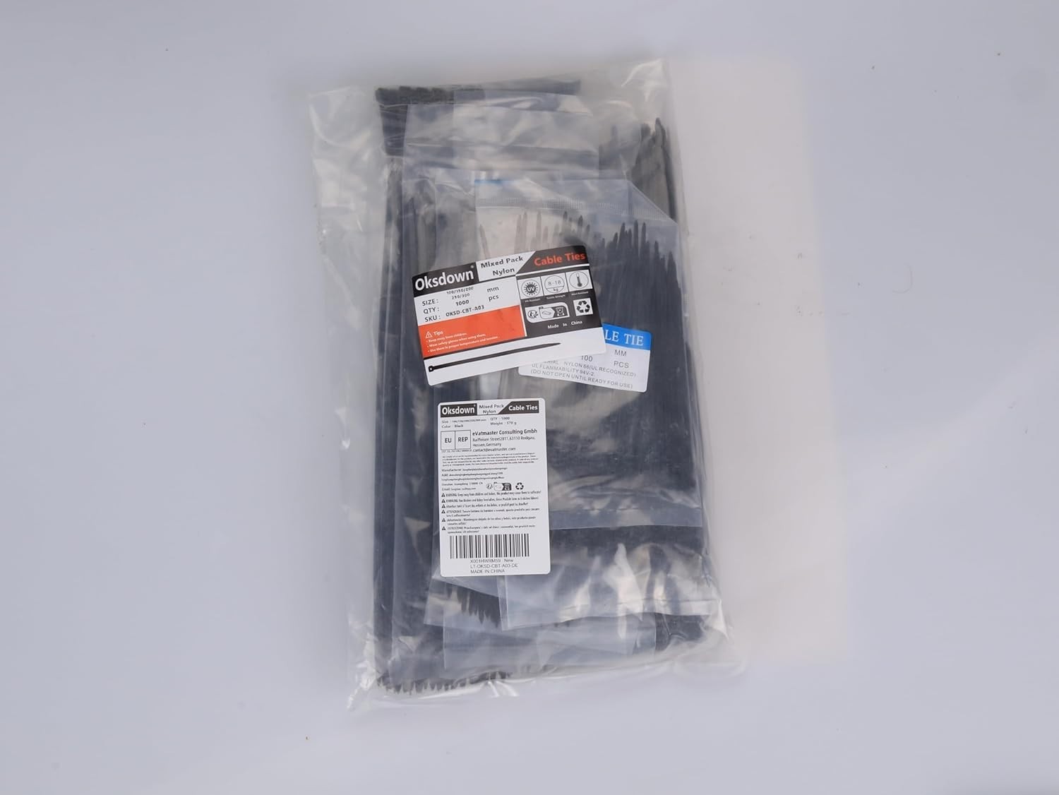 1000Pcs Heavy-Duty Black Zip Ties - Assorted Sizes for Ultimate Cable Management