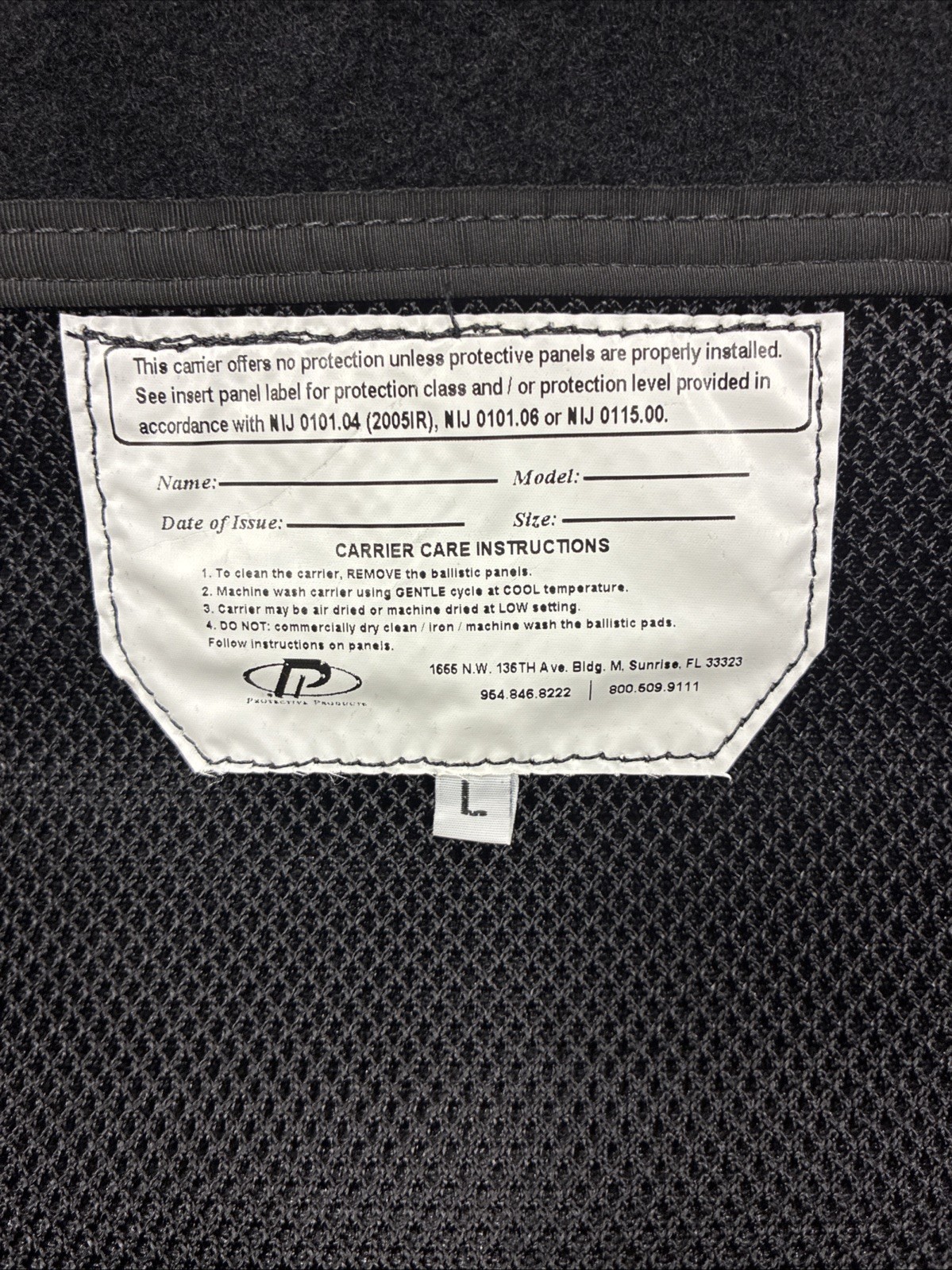 Protective Products Outer shell Carrier - Black - Large - READ DESCRIPTION