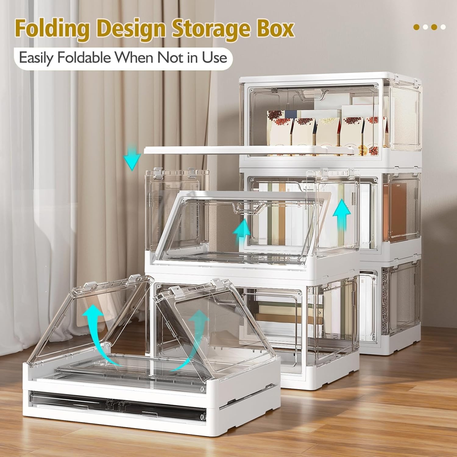Clear Storage Bin with Lid 3 Pack 【Stackable & Sturdy】 Plastic Multifunctiona...