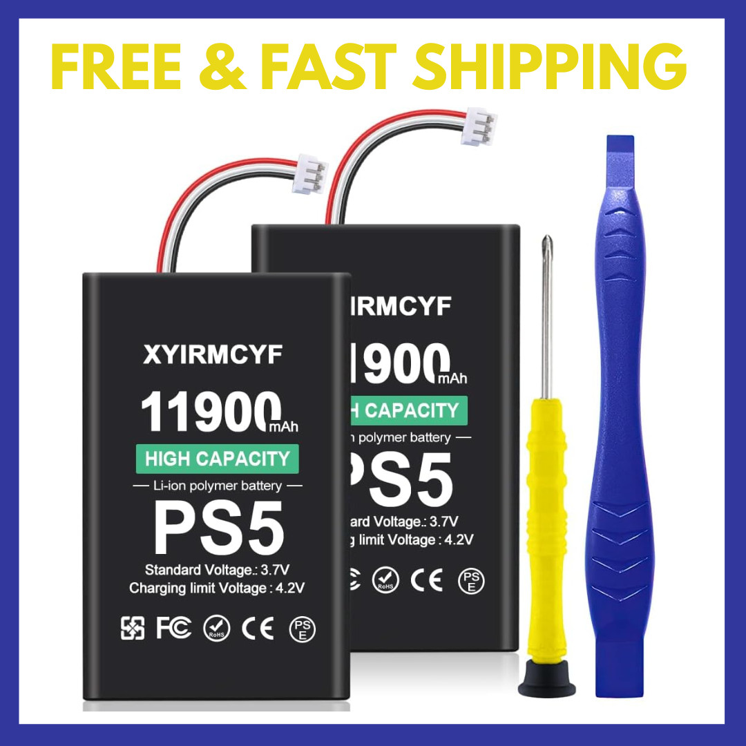 2PCS 11900mAh Battery Compatible with PS5/LIP1708 (New Upgrade), 5 Controller