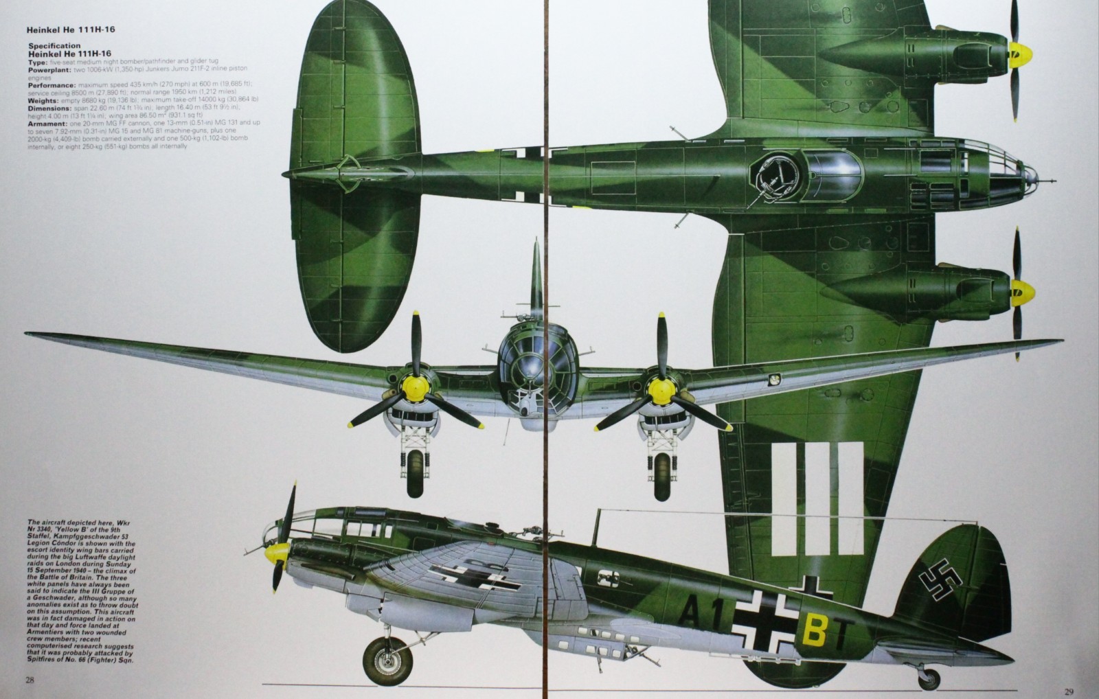 Heinkel He Plane Picture Article Vtg Wall Art Aircraft Spec Sheet Display