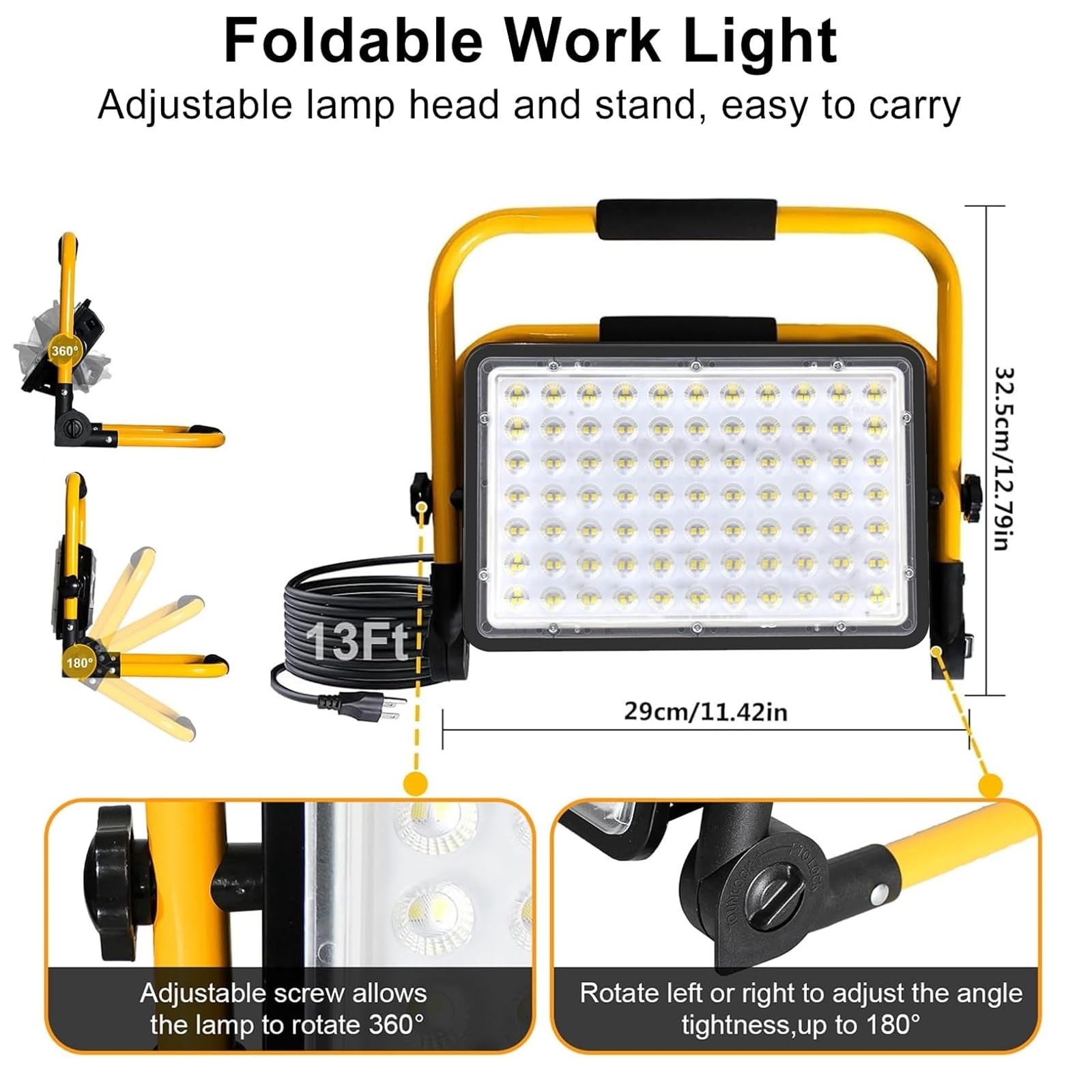 200W LED Work Light, 20000LM 6500K Work Lights on Stand, Portable Work Light,...