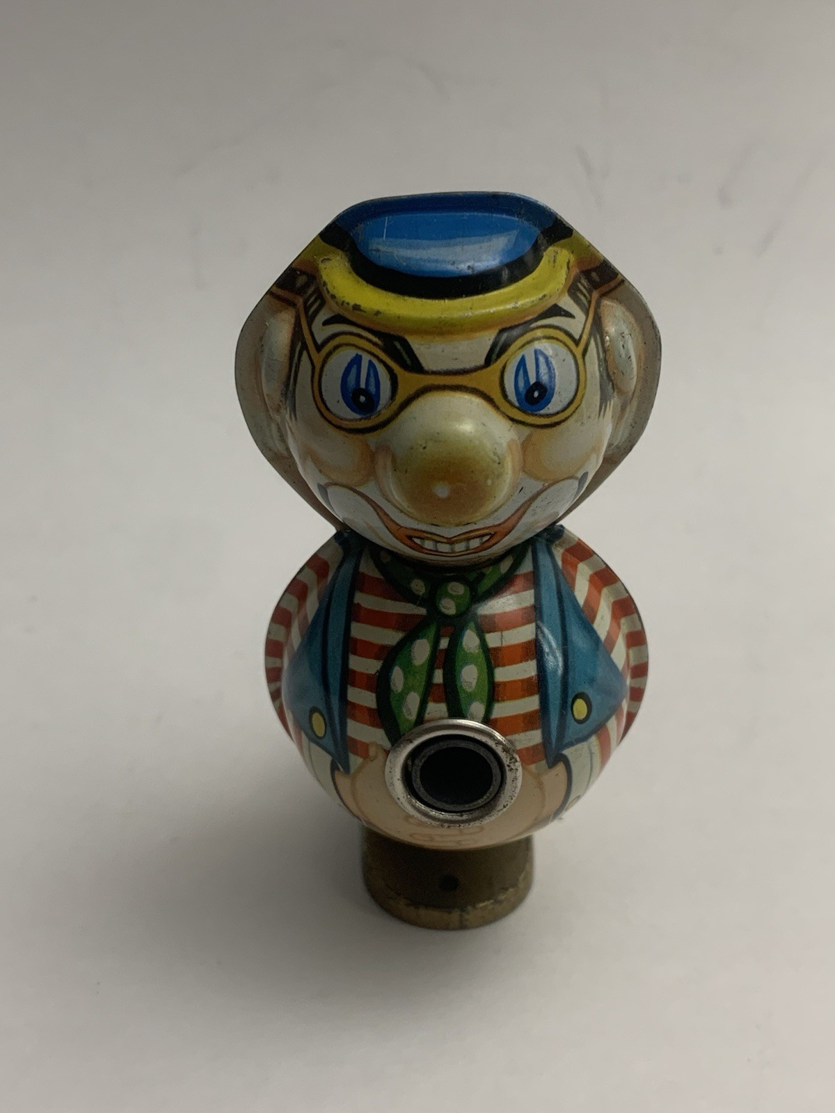 1950's KUM WEST GERMANY - Figural Man Clown Metal Pencil Sharpener Tin Litho VTG