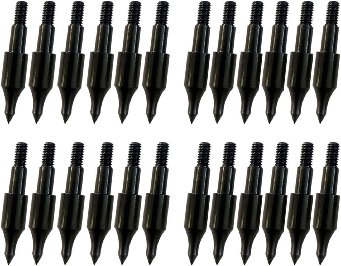 Archery Field Points 24 Pack 100 Grain Steel Practice Tips for Bow & Crossbow