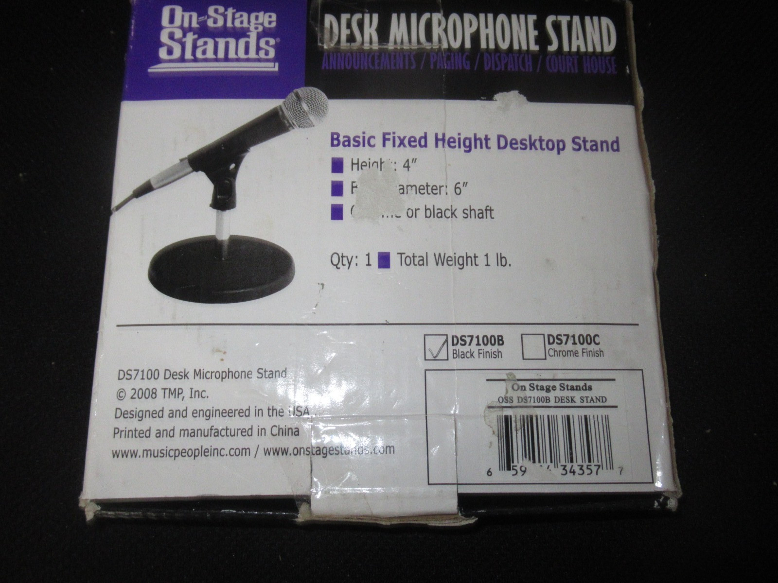 OnStage On-Stage DS7100B Fixed Height Desktop Microphone Stand Black