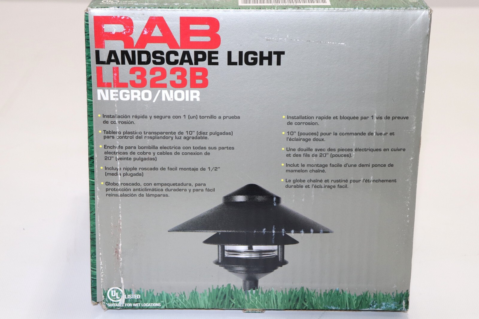 RAB LL323B PAGODA LAWN LIGHT, INCANDESCENT/COMPACT FLUORESCENT LANDSCAPE, BLACK