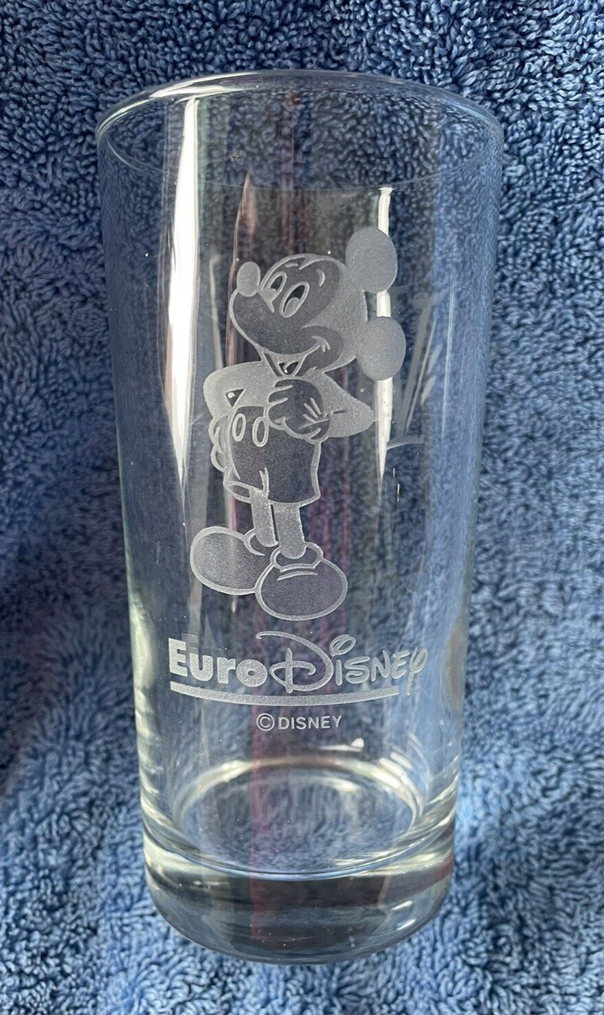 VINTAGE EURO DISNEY GLASS TUMBLER MICKEY MOUSE PERSONALISED VICTORIA