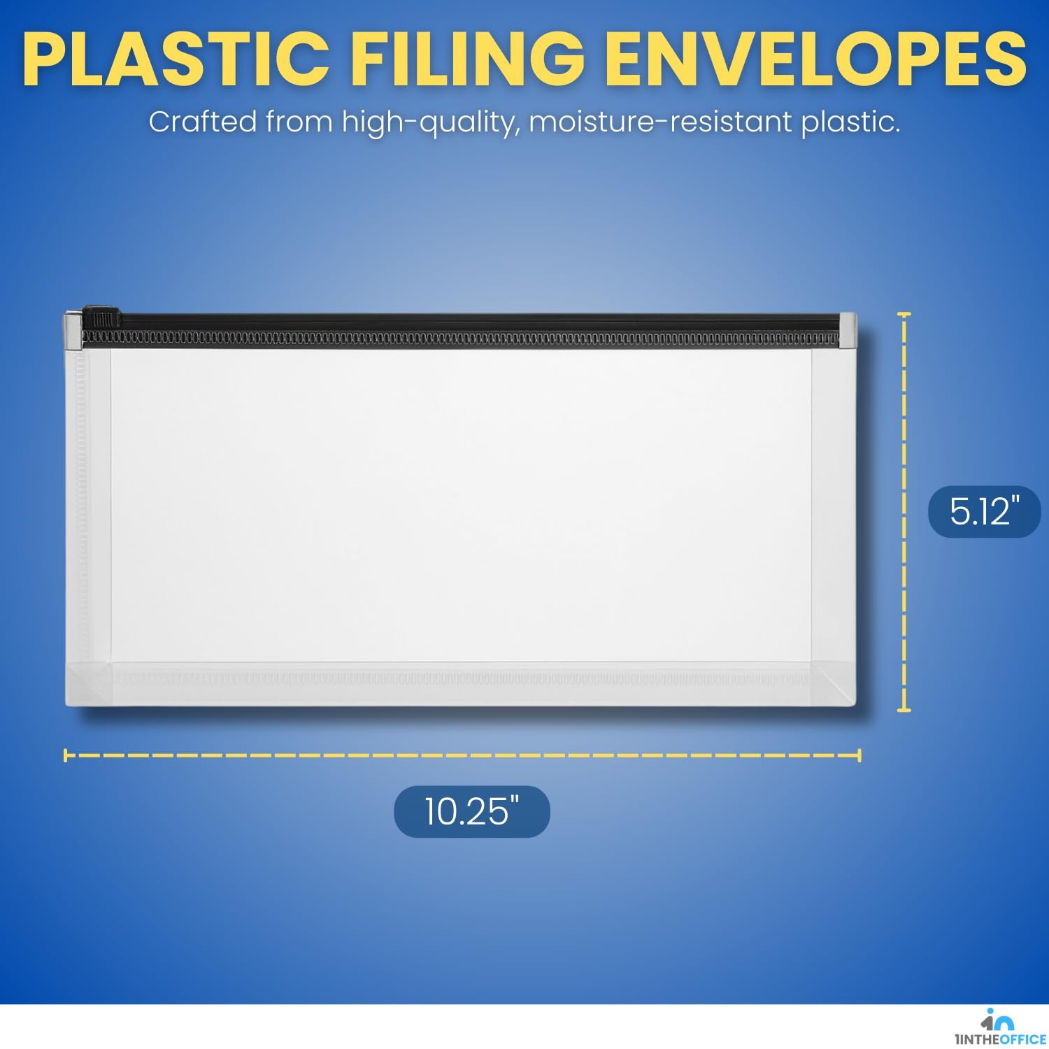 5 PCS Assorted Colors Plastic Filing Envelopes Zipper Closure Letter Size