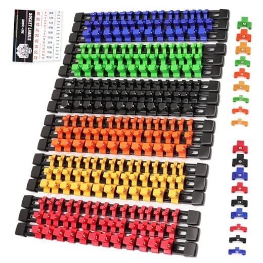 SWANLAKE Socket Organizer Set 18-Piece, 1/4-Inch x 96 Clips, 3/8-Inch x 18 PCS