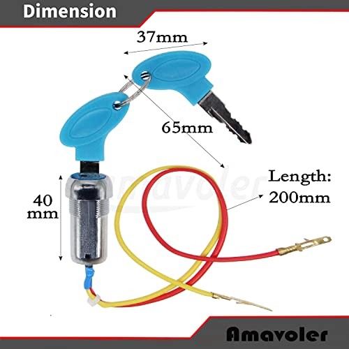 2 Wires Ignition Switch Key Starter Switch with 2 Keys ​On-Off Fit for