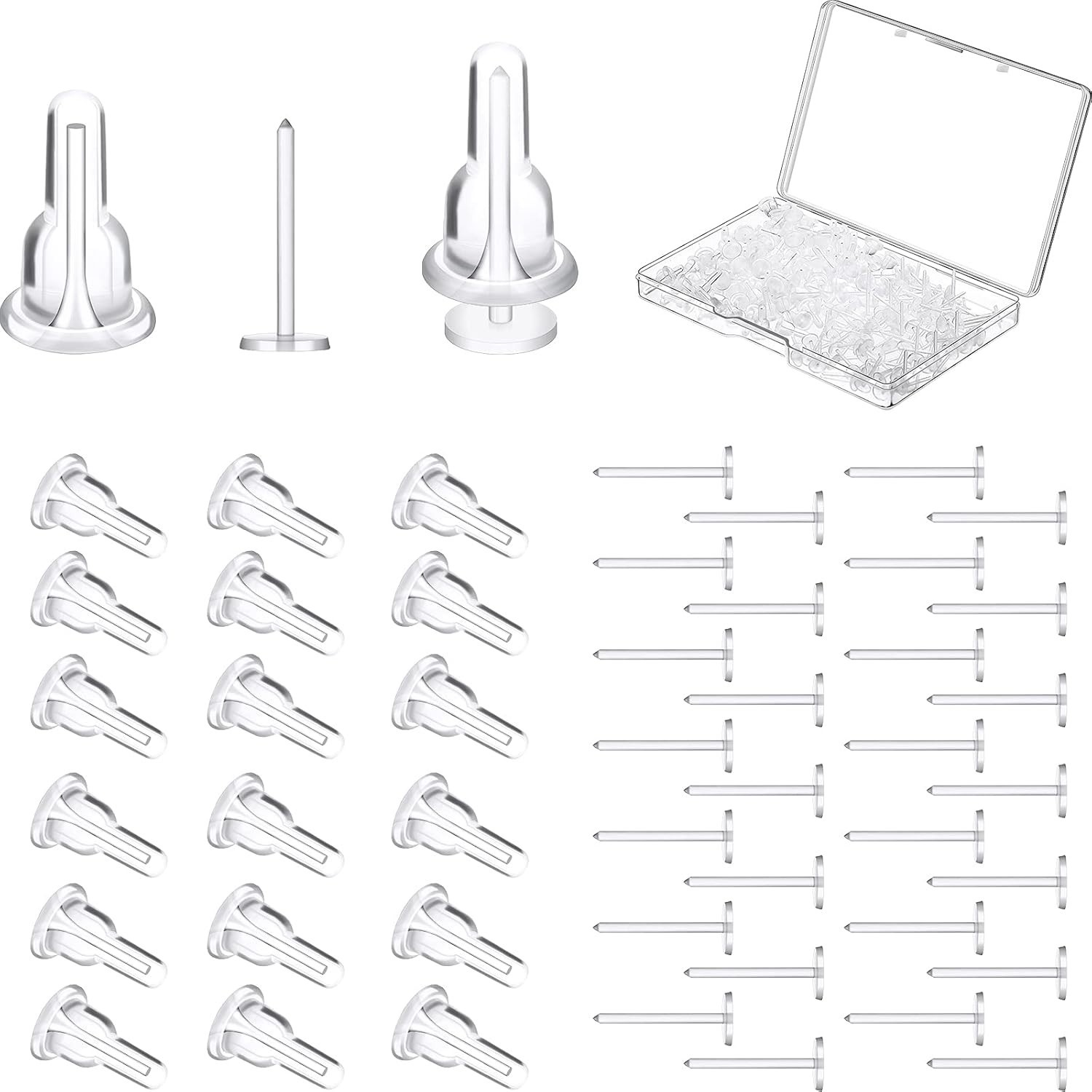 200 piezas/100 pares de pendientes transparentes para deportes, de silicona