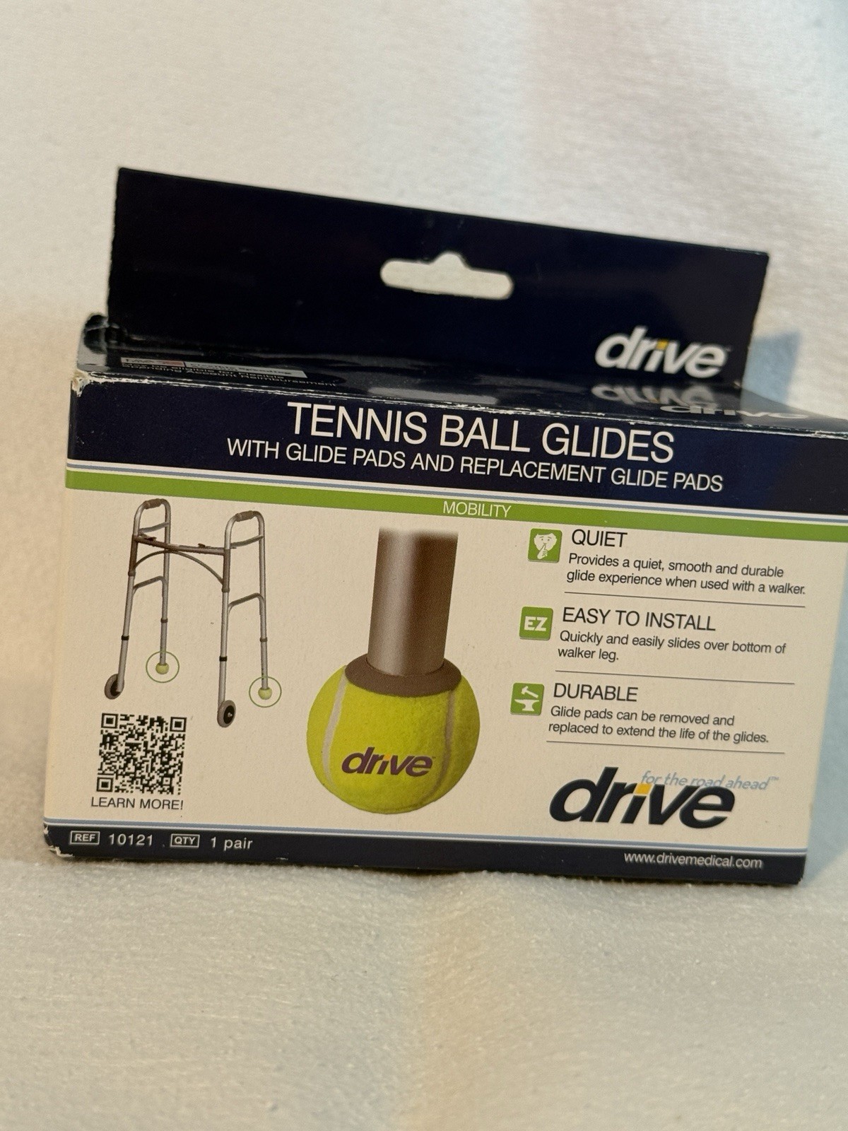 Drive Tennis Ball Glides Yellow Walker Easy Install Durable Model 10121