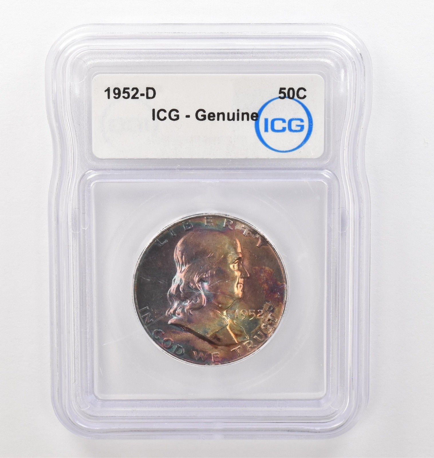 1952-D Franklin Half Dollar Genuine ICG Beautiful Tone *2465