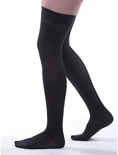 Allegro Soft Microfiber Thigh Highs, Closed Toe, 15-20mmHg (Size: M) Black