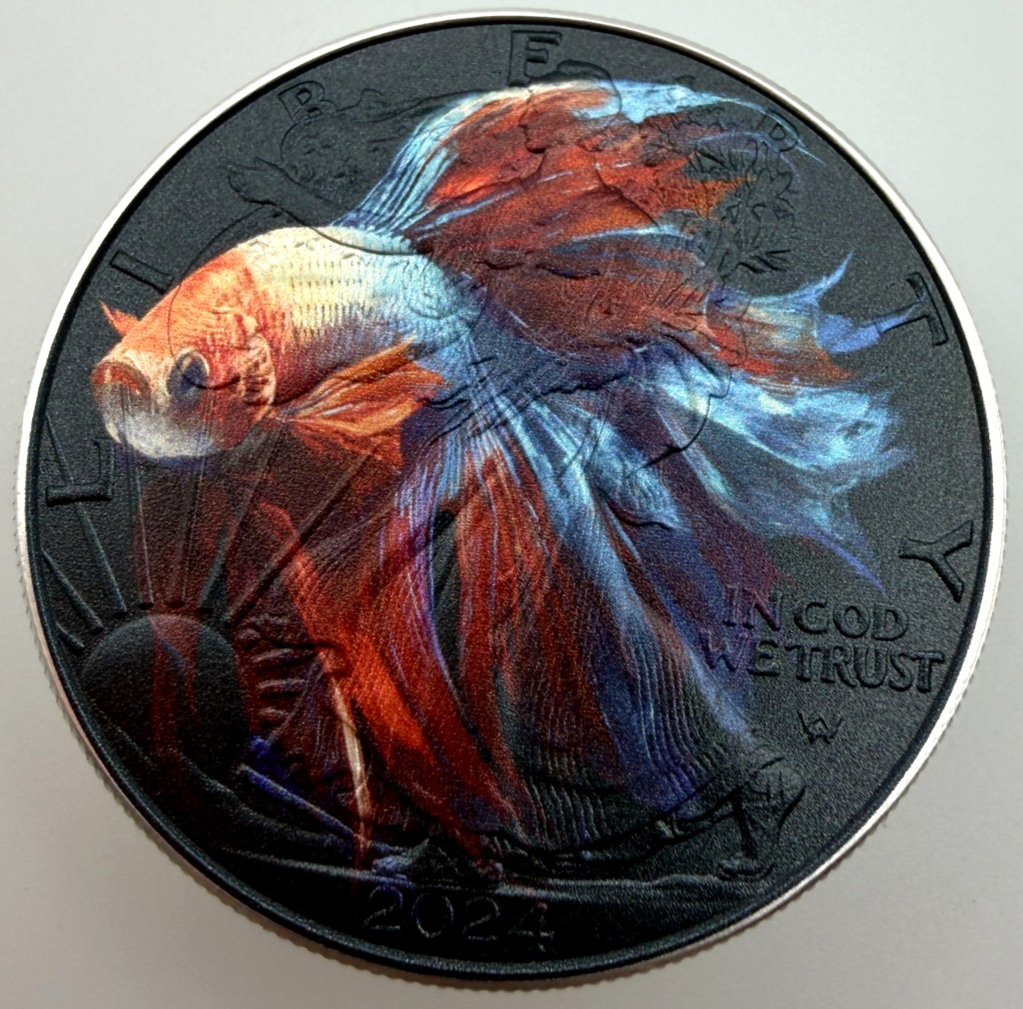 Siamese Fighting Fish - American Silver Eagle 1oz .999 Silver Dollar Coin